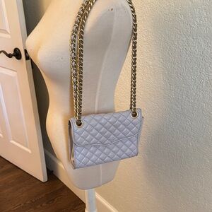 Rebecca Minkoff Cream and Gray Quilted Shoulder Bag